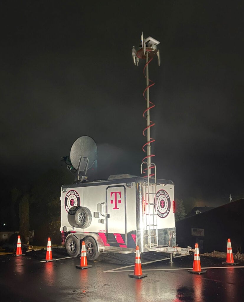 A T-Mobile SatCOLT provides connectivity at the Cherokee County Emergency Operations Center in Murphy, NC.